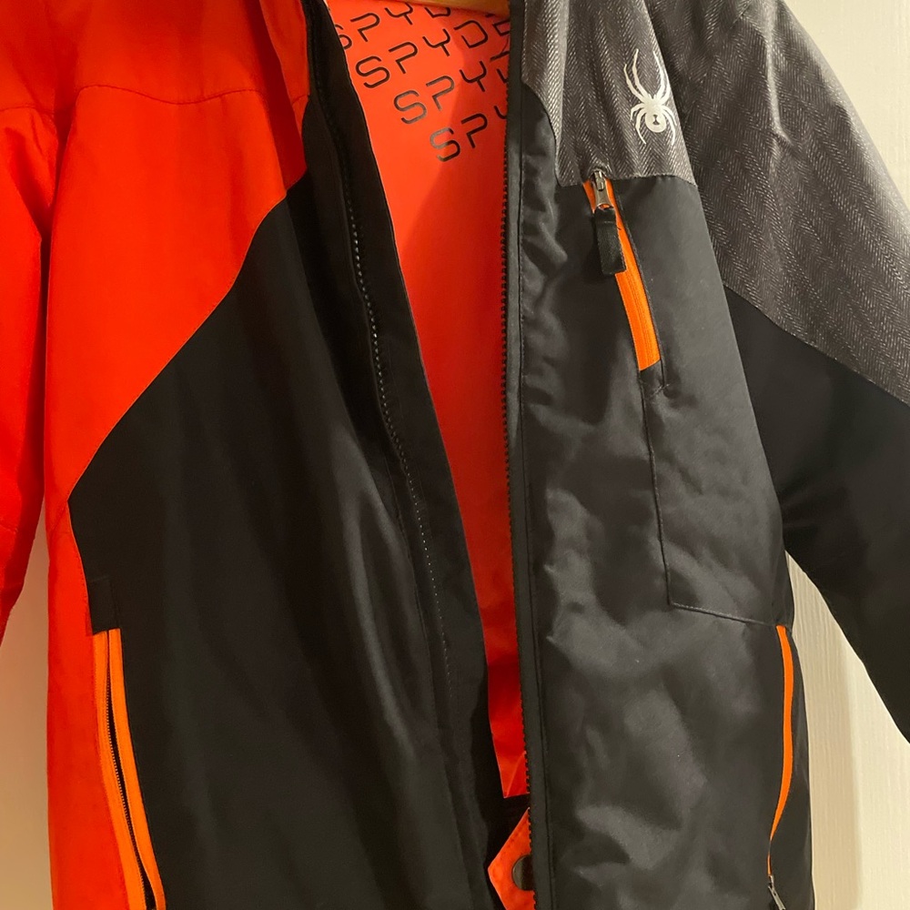 Spyder Kids' Vibrant Orange and Black Ski Jacket
